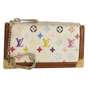 LOUIS VUITTON Multicolor Pochette Cles Coin Purse White M92655 LV Auth 145061